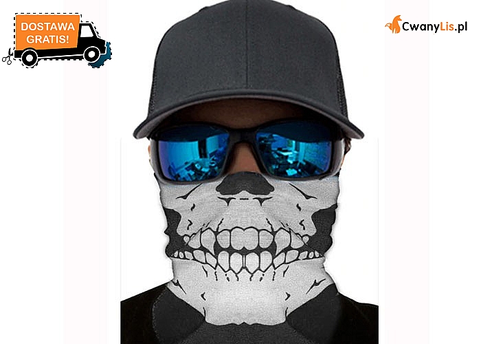 Maska / chusta taktyczna na twarz: z nadrukowaną czaszką! Idealna do jazdy motorem lub rowerem!