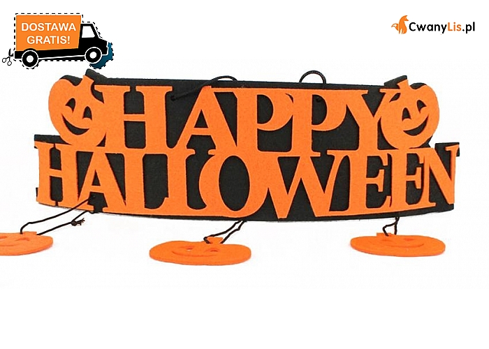 Dekoracyjny napis „HAPPY HALLOWEEN” z ozdobnego filcu: do zawieszenia gdzie tylko zechcesz! Wysyłka GRATIS! (9 zł)