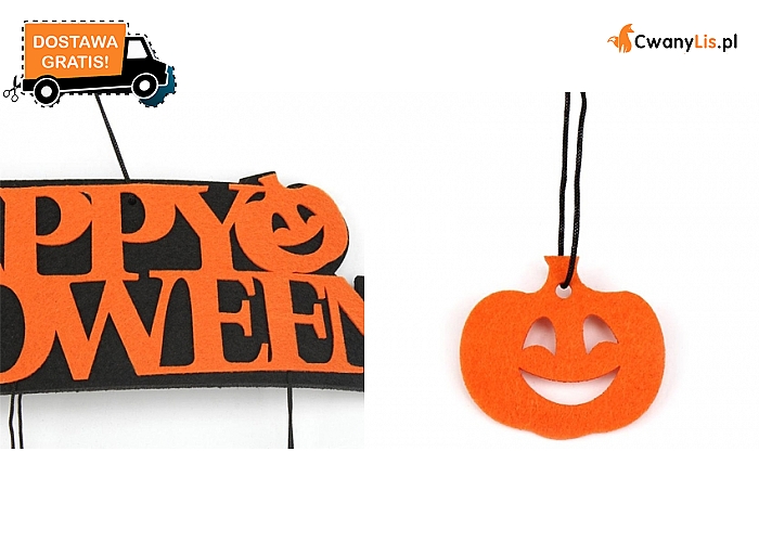 Dekoracyjny napis „HAPPY HALLOWEEN” z ozdobnego filcu: do zawieszenia gdzie tylko zechcesz! Wysyłka GRATIS! (9 zł)