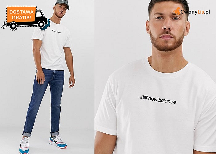 Uniwersalna koszulka męska New Balance. Biała lub czarna do wyboru.