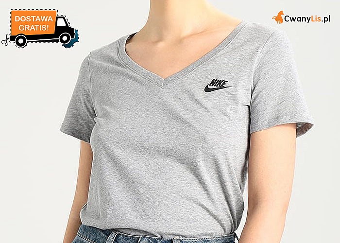Moda na sportowo! Gładka koszulka damska z dekoltem w serek od Nike!