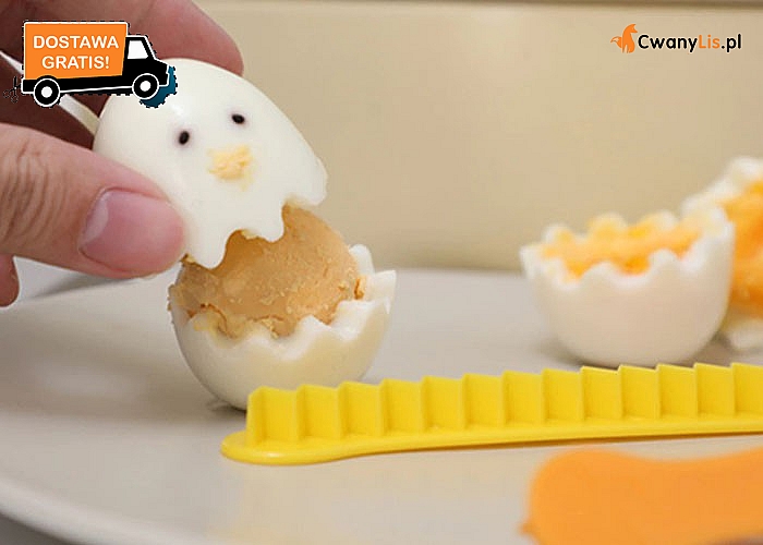 Kreatywne jajka gotowane! Zaskocz innych ciekawą propozycją na podanie jaj! 2 nożyki w zestawie!