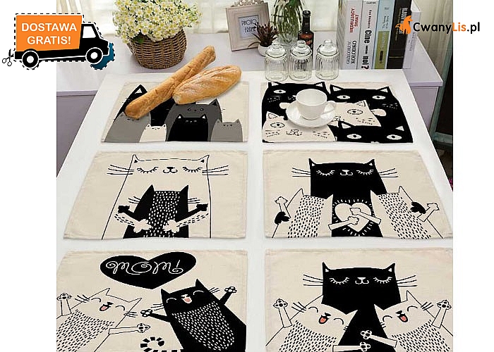 Kocie dodatki w Twoim domu! Urocze podkładki na stół z przeróżnymi wzorami uroczych kotków!