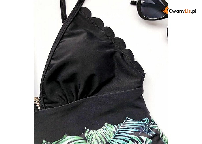Jednoczęściowy kostium kąpielowy z modnym tropikalnym motywem