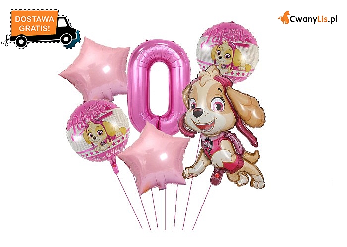 Urodziny z Psim Patrolem! Zestaw balonów ze Skye lub Chasem!