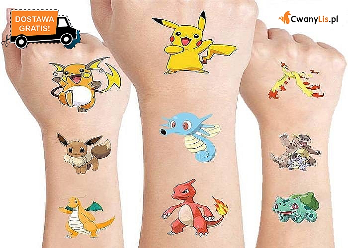 Zestaw tatuaży zmywalnych dla fanów Pokemon